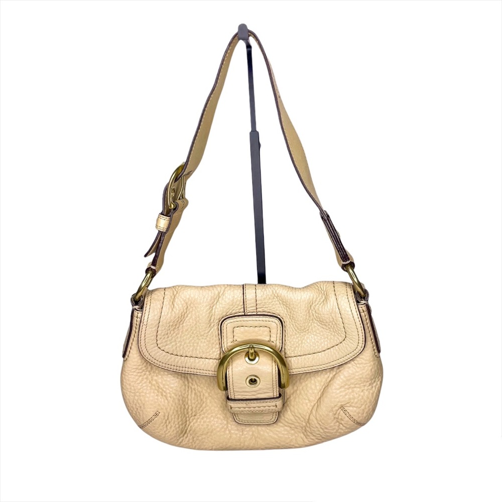 COACH Beige y2k Soho Hobo Buckle Leather Shoulder Bag